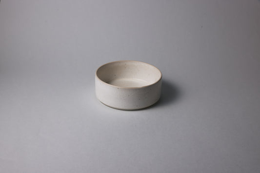 Large stoneware bowl with matte finish, warm white