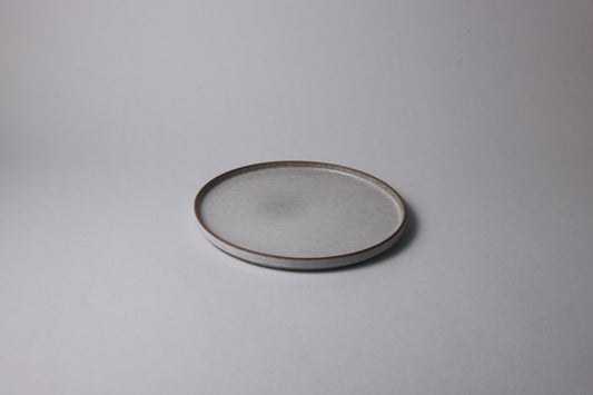 Medium stoneware plate with matte finish, soft gray