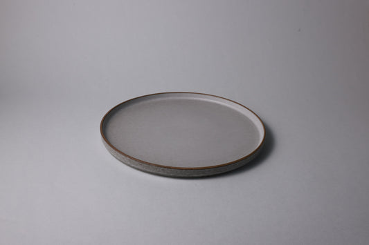 Large stoneware plate with matte finish, soft gray