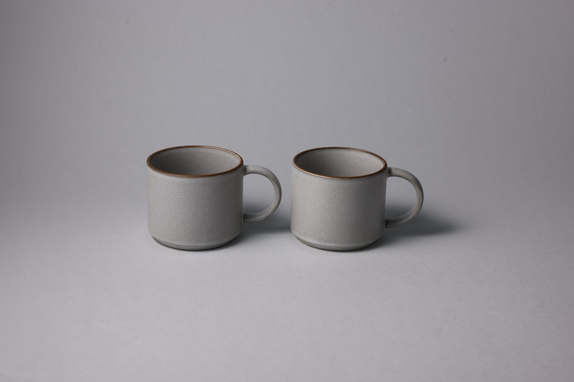 Two stoneware mug with matte finish in soft gray